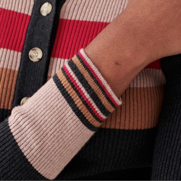 Faherty Mikki Henley Lightweight Cashmere Blend  Retro Stripe Size XL - Picture 6 of 8